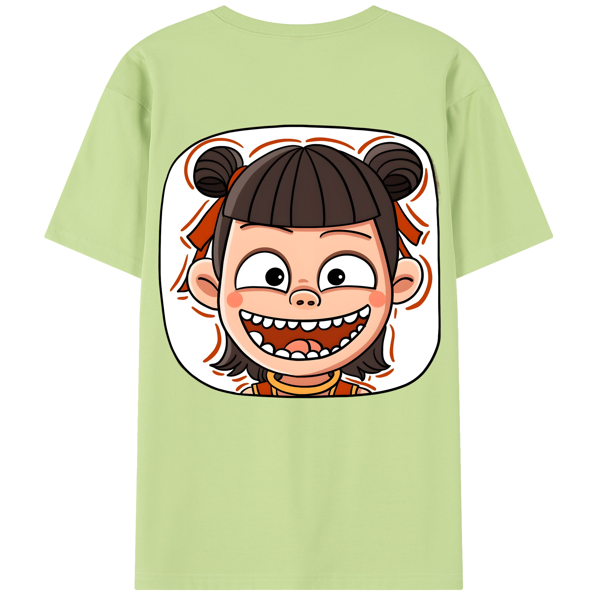 （画像用） Ne Zha 2 ナタ 魔童の大暴れ 綿100％半袖Tシャツ（背面プリント）